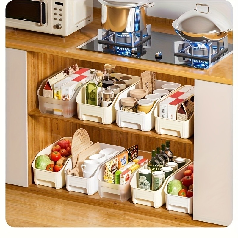 WIEZ 2-Piece Multi-Functional Plastic Storage Box Set Curved Organiser Baskets for Cleaning Products & Household Essentials