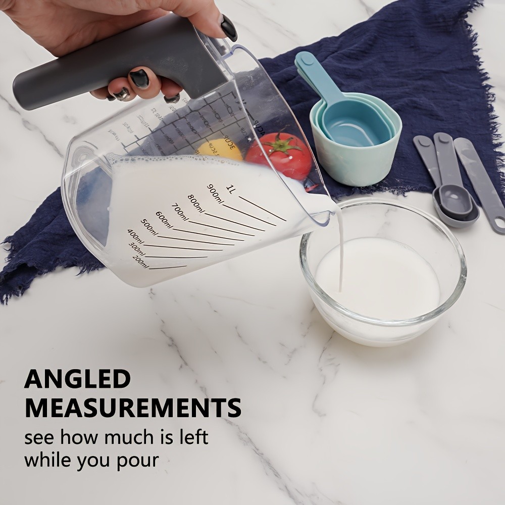 WIEZ 9-Piece Color-Coded Measurement Set Stackable Cups, Spoons, Funnel & Scraper for Precise Baking & Cooking
