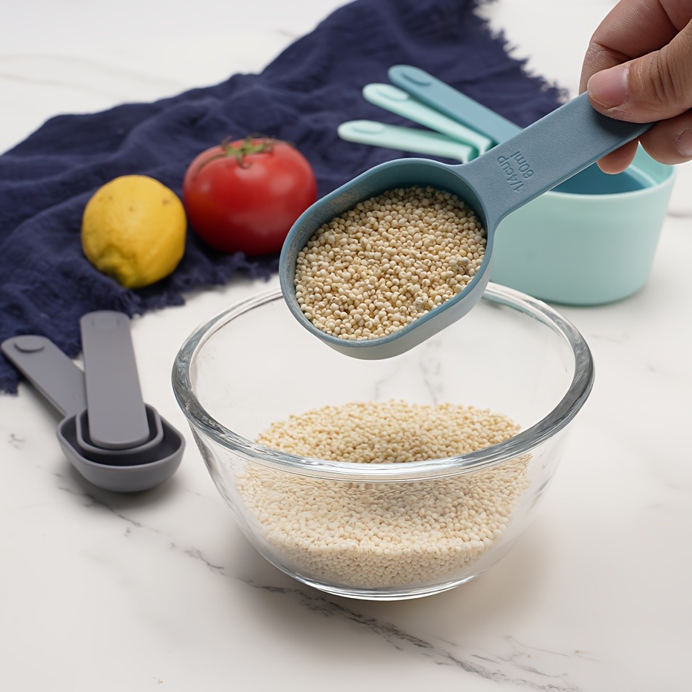 WIEZ 9-Piece Color-Coded Measurement Set Stackable Cups, Spoons, Funnel & Scraper for Precise Baking & Cooking