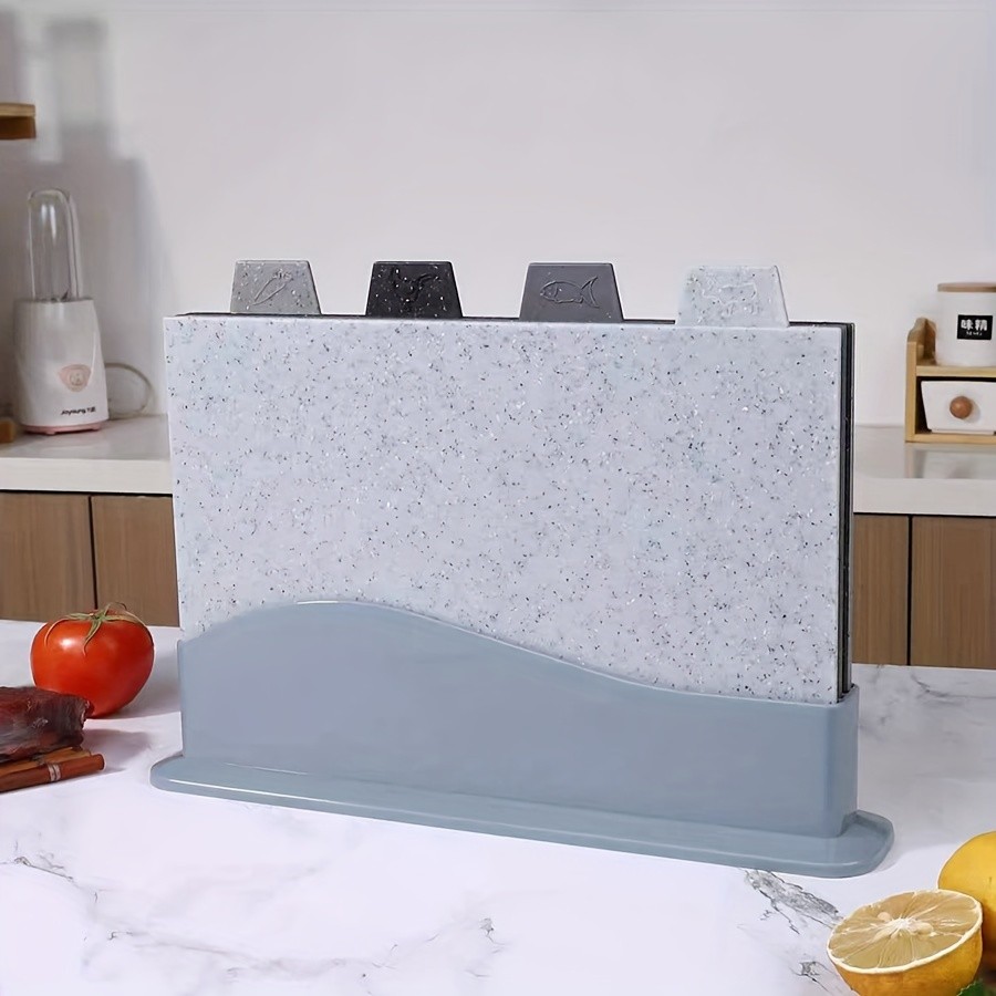 WIEZ 4-Piece Plastic Cutting Board Set Classified Chopping Boards with ABS Base for Fruit, Meat & Everyday Food Prep