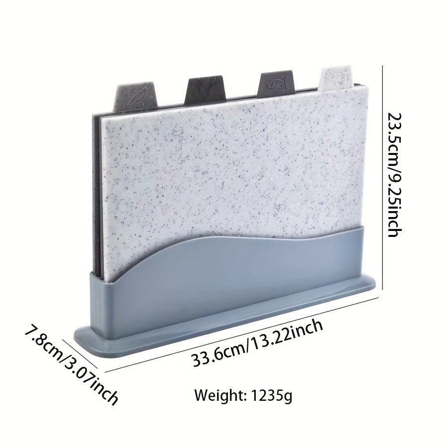 WIEZ 4-Piece Plastic Cutting Board Set Classified Chopping Boards with ABS Base for Fruit, Meat & Everyday Food Prep