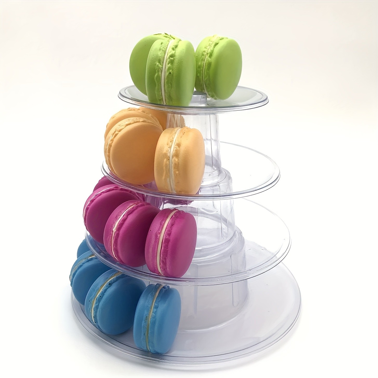 WIEZ Multi-Tier Round Macaron Display Tower Clear ABS Cake Stand for Weddings, Birthdays & Dessert Showcases
