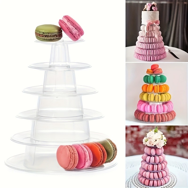 WIEZ Multi-Tier Round Macaron Display Tower  Clear ABS Cake Stand for Weddings, Birthdays & Dessert Showcases