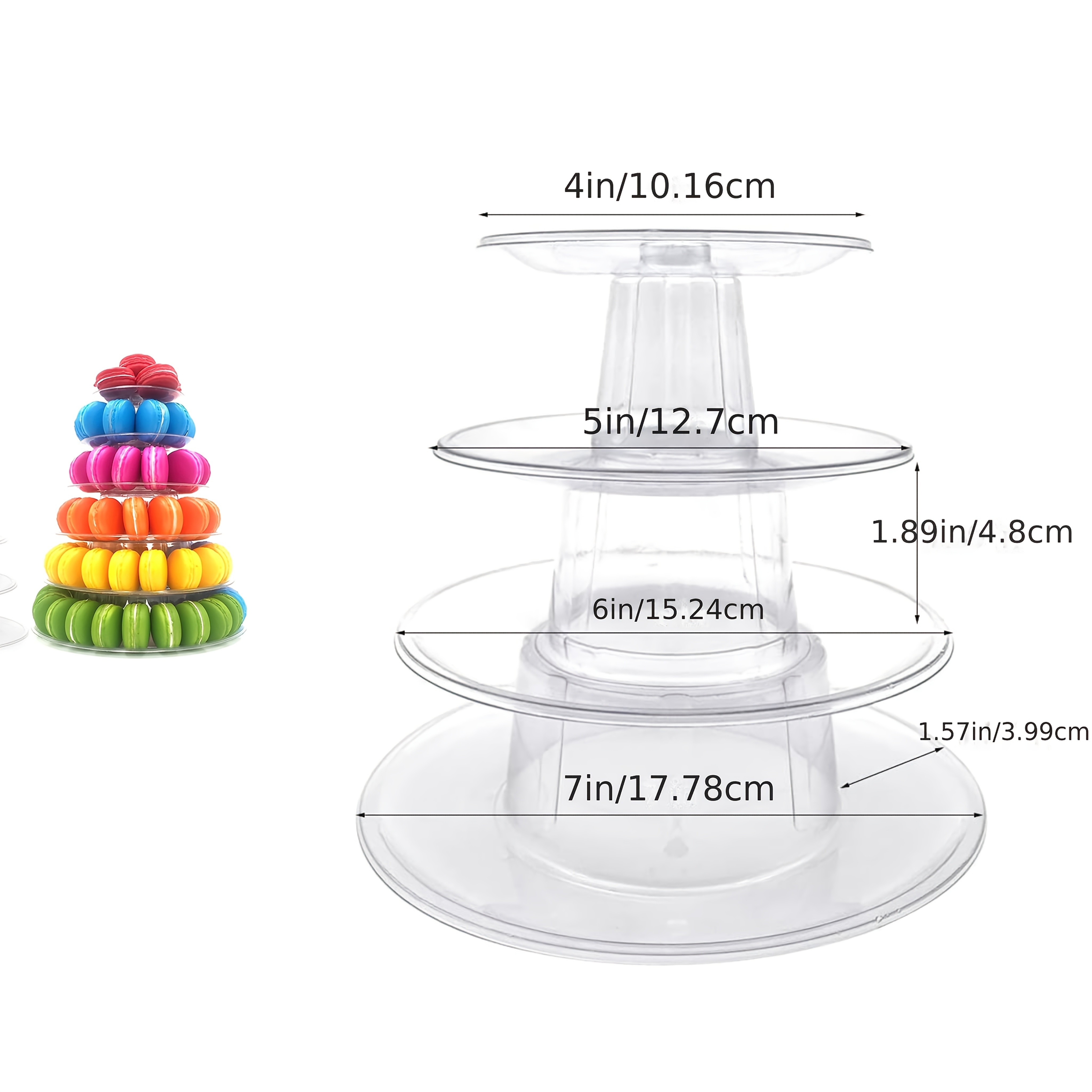 WIEZ Multi-Tier Round Macaron Display Tower Clear ABS Cake Stand for Weddings, Birthdays & Dessert Showcases