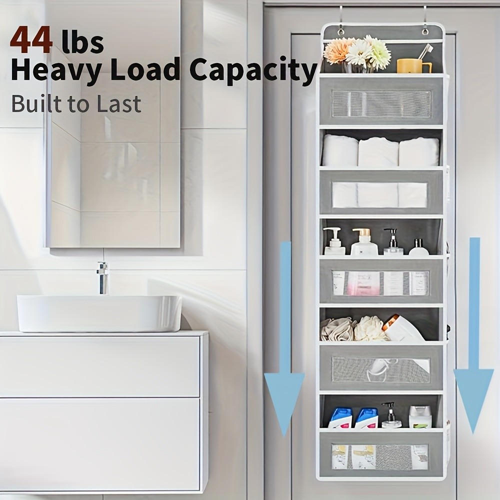 WIEZ 5-Layer Over-the-Door Storage Box Large-Capacity Anti-Dumping Organizer for Bedrooms, Bathrooms & Kids Rooms