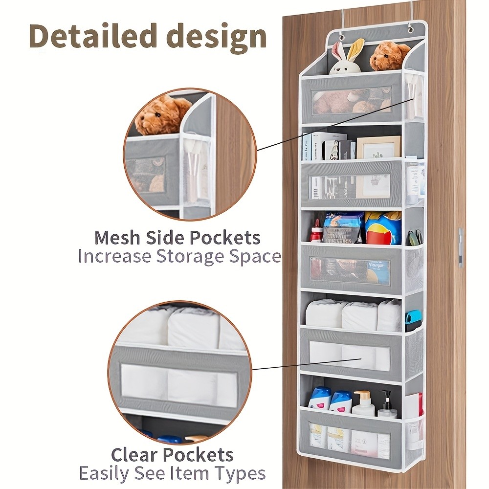 WIEZ 5-Layer Over-the-Door Storage Box Large-Capacity Anti-Dumping Organizer for Bedrooms, Bathrooms & Kids Rooms