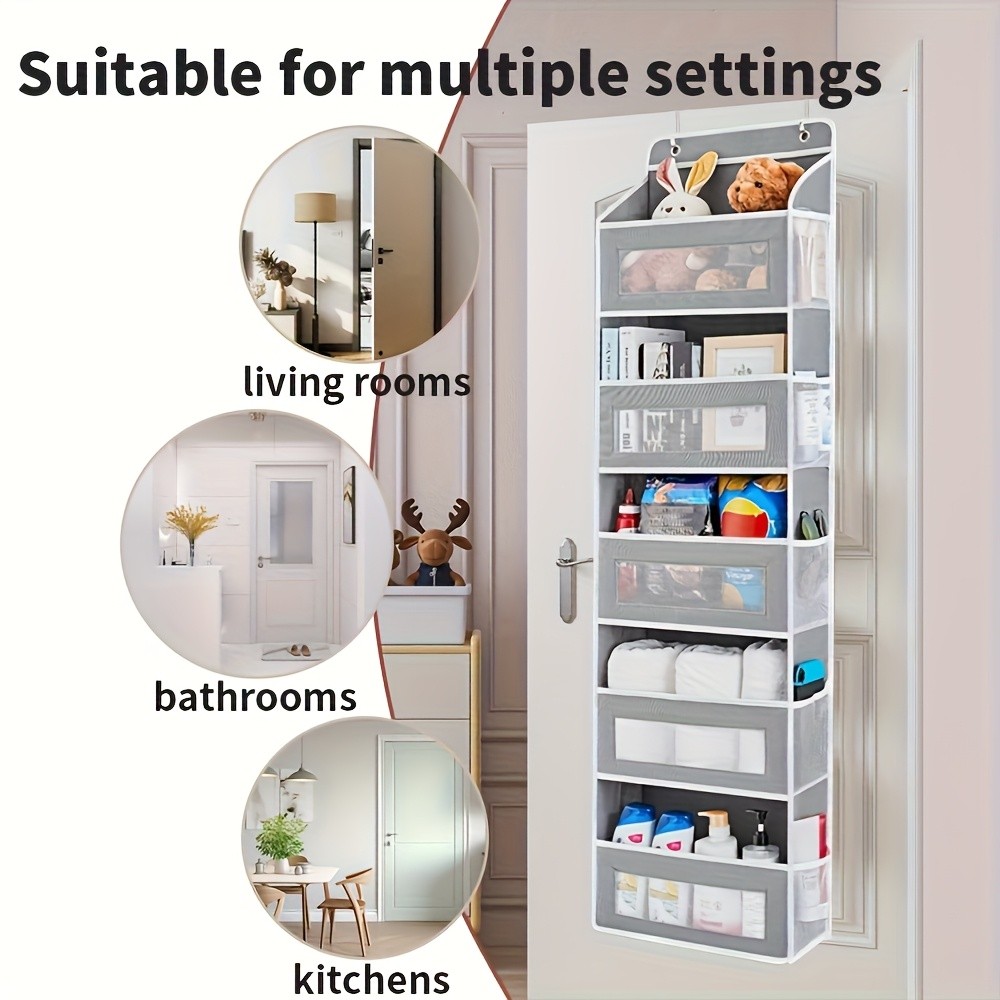 WIEZ 5-Layer Over-the-Door Storage Box Large-Capacity Anti-Dumping Organizer for Bedrooms, Bathrooms & Kids Rooms