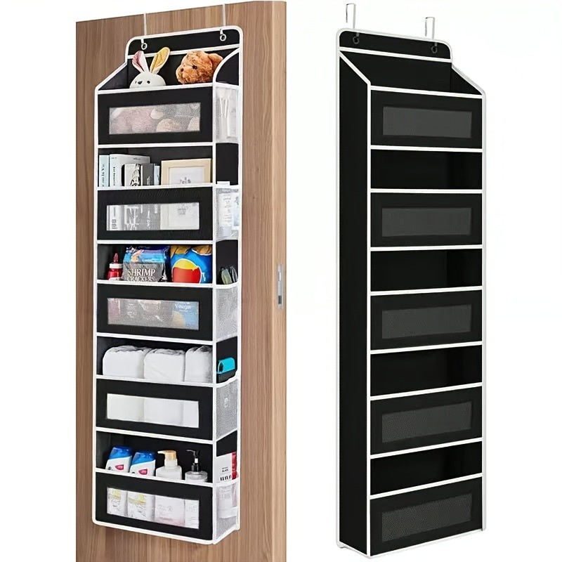 WIEZ 5-Layer Over-the-Door Storage Box Large-Capacity Anti-Dumping Organizer for Bedrooms, Bathrooms & Kids Rooms