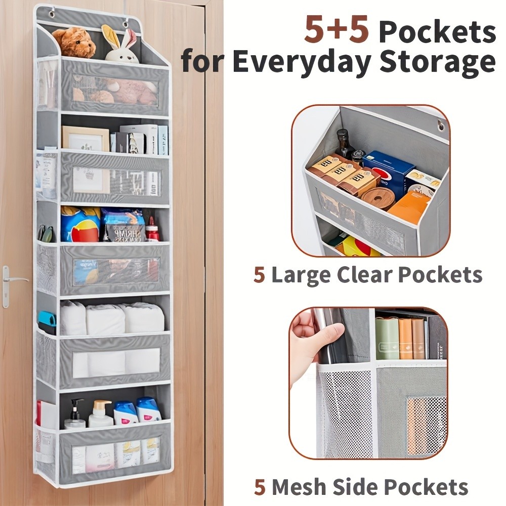 WIEZ 5-Layer Over-the-Door Storage Box Large-Capacity Anti-Dumping Organizer for Bedrooms, Bathrooms & Kids Rooms