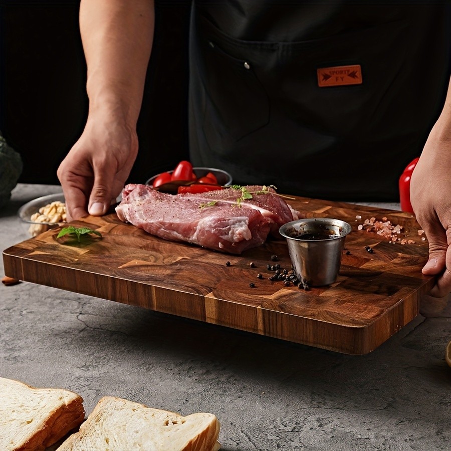 WIEZ Large Acacia Wood Cutting Board Premium Double-Sided Butcher Board for Meat, Vegetables & Fruit Prep