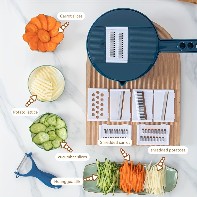 LDQ 12-in-1 Multi-Functional Vegetable Chopper Manual Slicer, Shredder & Grater for Carrots, Potatoes & Radish