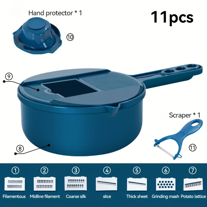 LDQ 12-in-1 Multi-Functional Vegetable Chopper Manual Slicer, Shredder & Grater for Carrots, Potatoes & Radish
