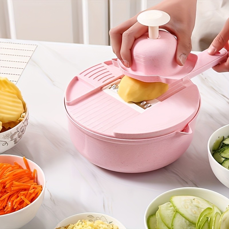 LDQ 12-in-1 Multi-Functional Vegetable Chopper Manual Slicer, Shredder & Grater for Carrots, Potatoes & Radish