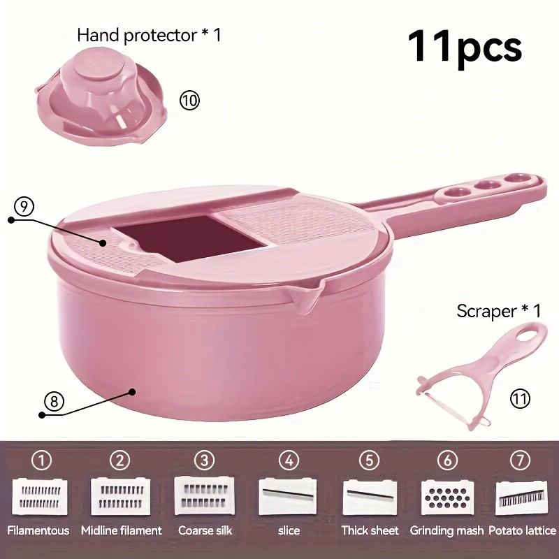 LDQ 12-in-1 Multi-Functional Vegetable Chopper Manual Slicer, Shredder & Grater for Carrots, Potatoes & Radish
