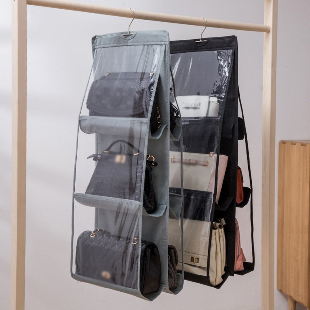 LDQ Multi-Layer Handbag Organizer with 8 Pockets Foldable Oxford Cloth Hanging Rack for Purses & Accessories