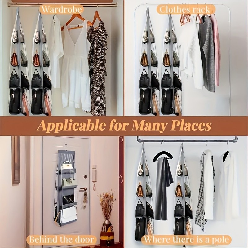 LDQ Multi-Layer Handbag Organizer with 8 Pockets  Foldable Oxford Cloth Hanging Rack for Purses & Accessories