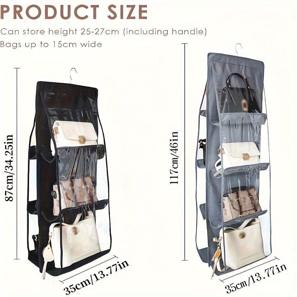 LDQ Multi-Layer Handbag Organizer with 8 Pockets Foldable Oxford Cloth Hanging Rack for Purses & Accessories