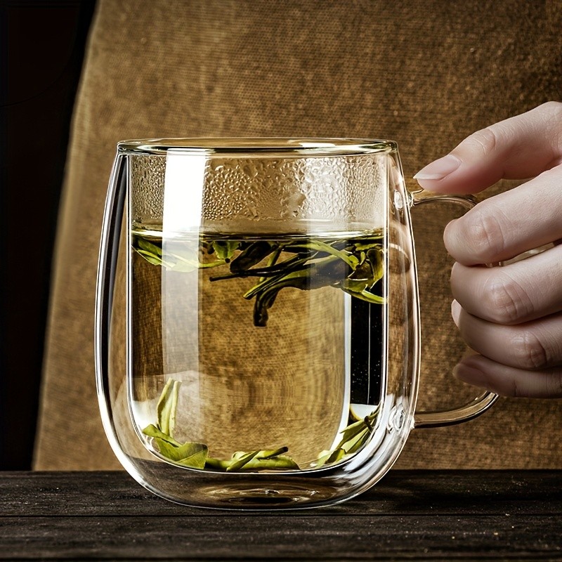 LDQ Double-Layer Borosilicate Glass Mug Set Heat-Insulated Transparent Cups with Handles for Coffee, Tea & Smoothies