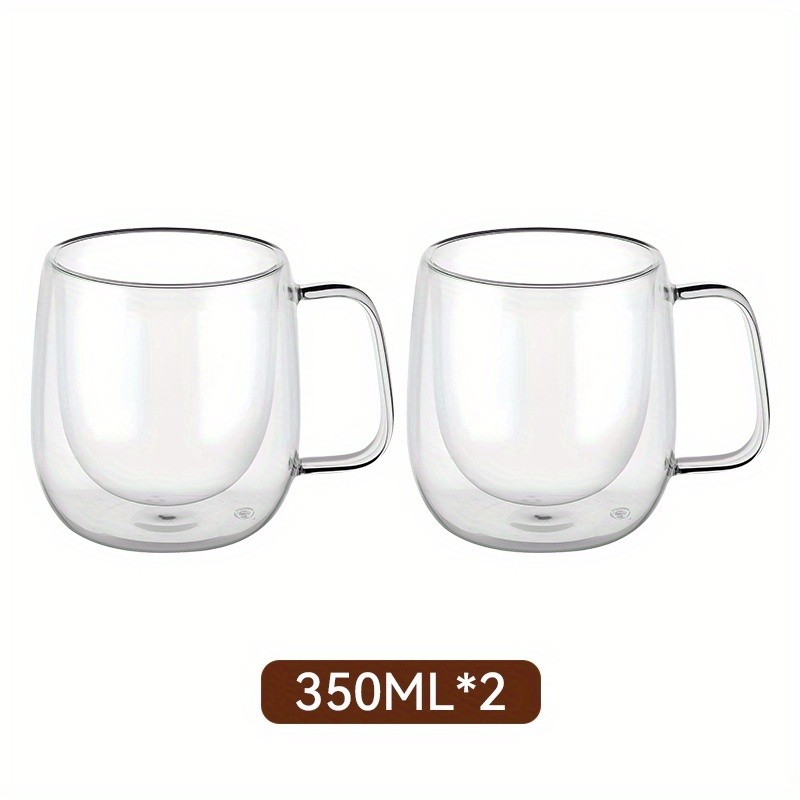 LDQ Double-Layer Borosilicate Glass Mug Set  Heat-Insulated Transparent Cups with Handles for Coffee, Tea & Smoothies