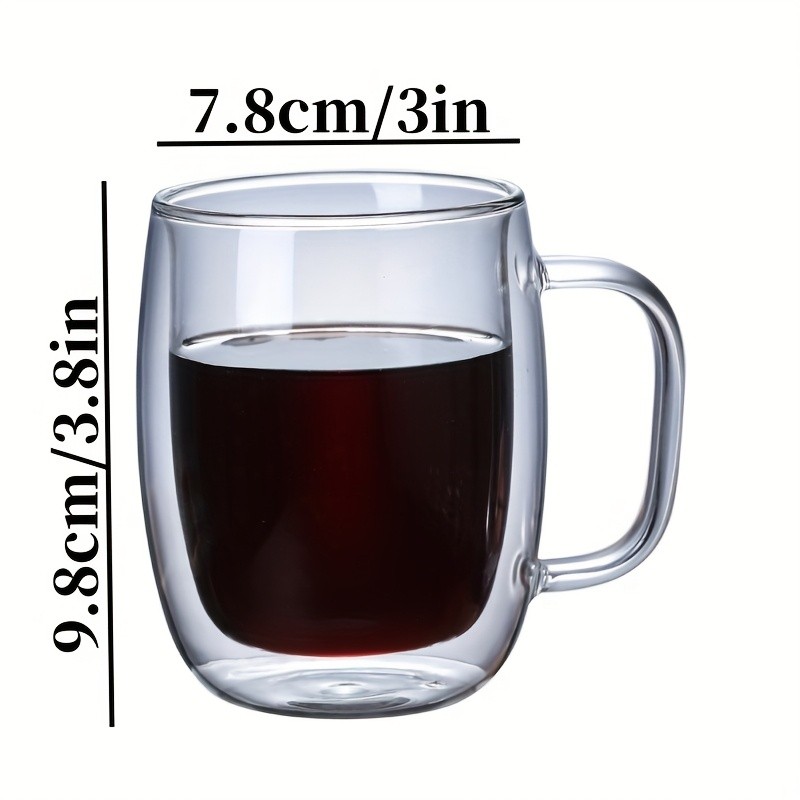 LDQ Double-Layer Borosilicate Glass Mug Set Heat-Insulated Transparent Cups with Handles for Coffee, Tea & Smoothies