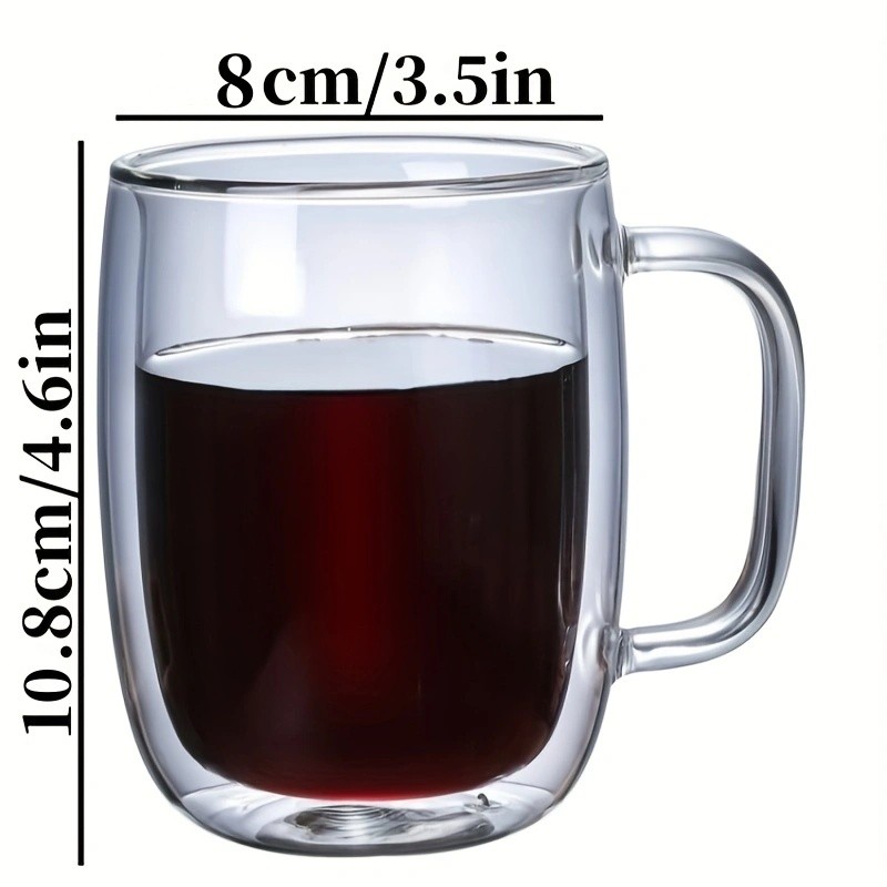 LDQ Double-Layer Borosilicate Glass Mug Set Heat-Insulated Transparent Cups with Handles for Coffee, Tea & Smoothies