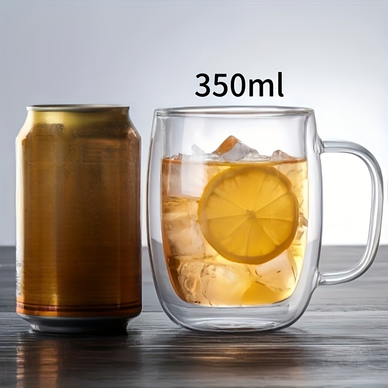 LDQ Double-Layer Borosilicate Glass Mug Set Heat-Insulated Transparent Cups with Handles for Coffee, Tea & Smoothies