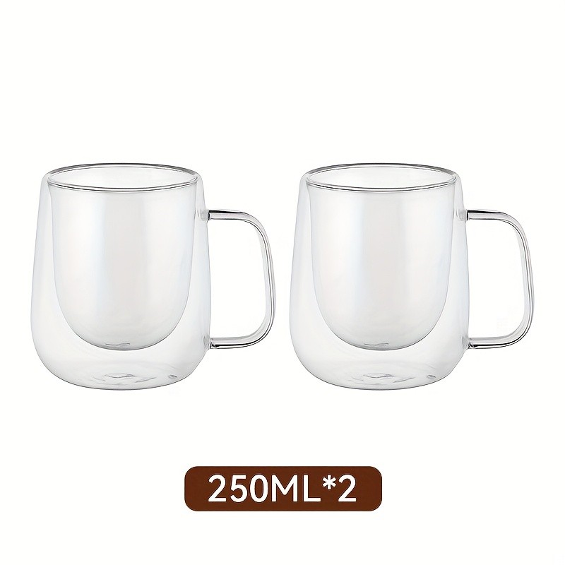 LDQ Double-Layer Borosilicate Glass Mug Set Heat-Insulated Transparent Cups with Handles for Coffee, Tea & Smoothies