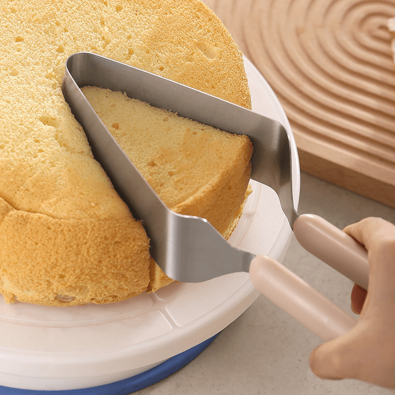 LDQ Stainless Steel Cake Slicer & Server Triangular Transfer Tool with Ergonomic Handle for Parties, Weddings & Daily Baking