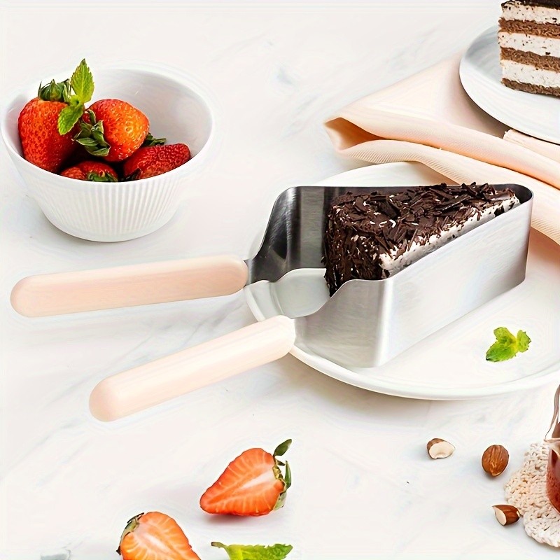 LDQ Stainless Steel Cake Slicer & Server Triangular Transfer Tool with Ergonomic Handle for Parties, Weddings & Daily Baking