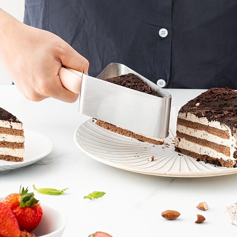 LDQ Stainless Steel Cake Slicer & Server Triangular Transfer Tool with Ergonomic Handle for Parties, Weddings & Daily Baking