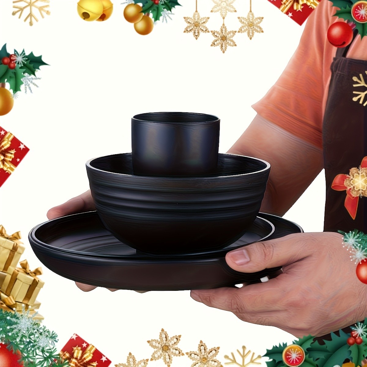 LDQ Unbreakable Plastic Dinnerware Set 12pcs/16pcs Microwave & Dishwasher-Safe Plates, Bowls & Cups for Parties & Everyday Use