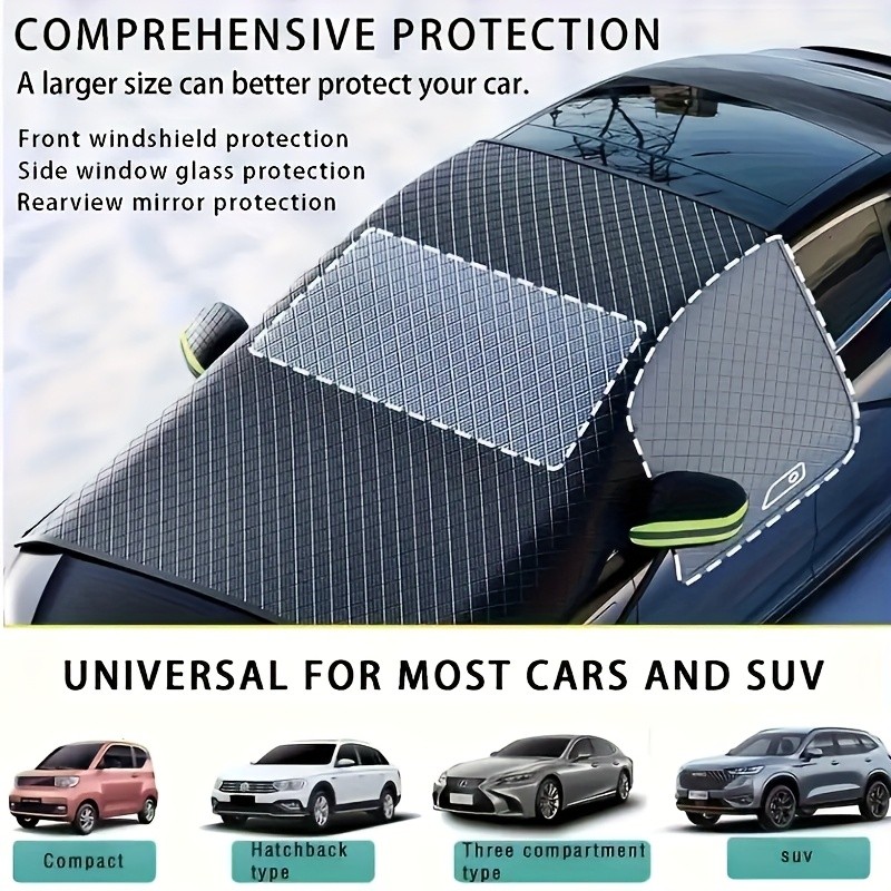 LDQ Magnetic Anti-Frost & Snow Cover Reflective, Scratch-Resistant Winter Windshield Protector for SUVs, MPVs & Mid-Sized Cars