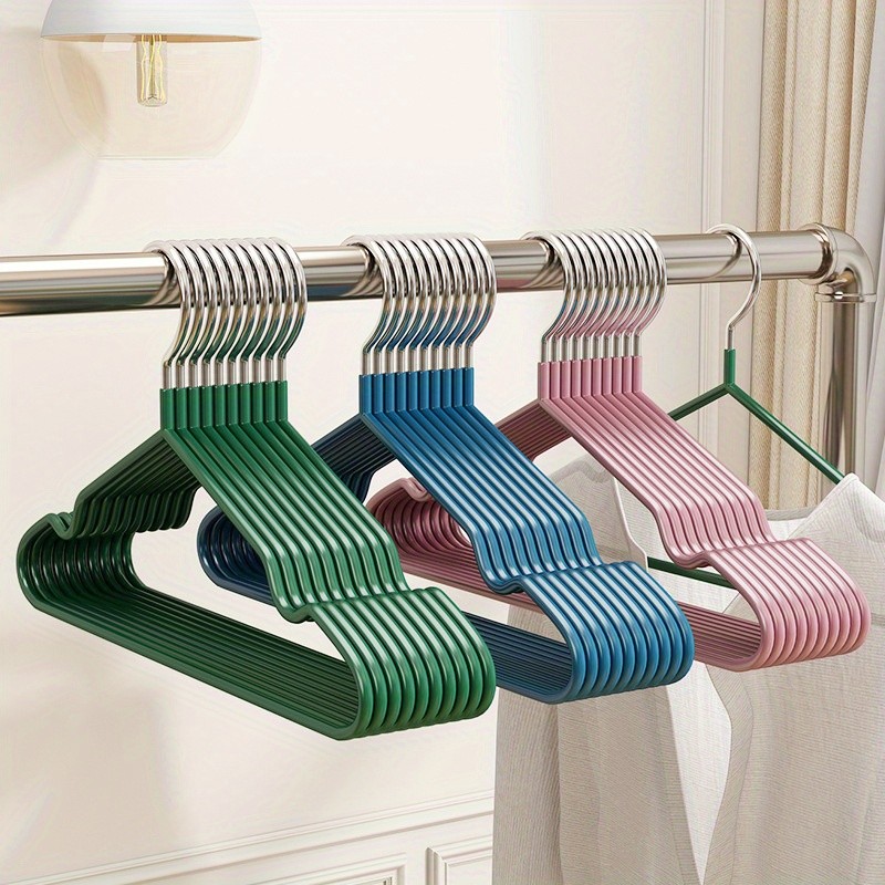 LDQ Heavy-Duty Non-Slip Metal Clothes Hangers 10-Piece Traceless Space-Saving Set for Closets, Bedrooms & Home Storage