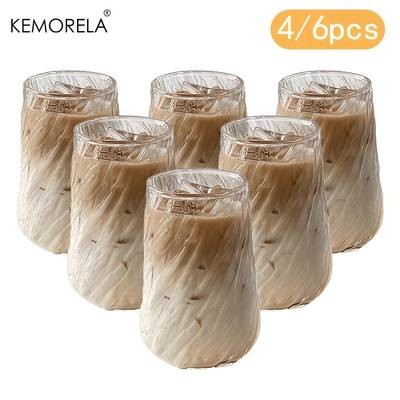 KEMORELA INS Glass Coffee Cup Set (4/6pcs)  Rotating Stripe Design
