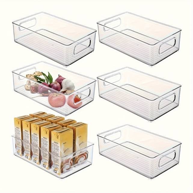 Awaoko 6pcs Transparent Refrigerator Storage Containers  Durable, Multi-Purpose Fridge & Pantry Organisers