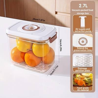Awaoko Vacuum Timer Freshness Box Set (1pc / 3pcs) Square Acrylic Food Storage with Drainage Partition & Vacuum Pump