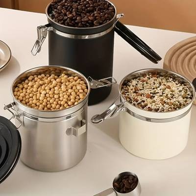 Awaoko 304 Stainless Steel Airtight Container Set (2pcs) 1 Airtight Canister + 1 Spoon