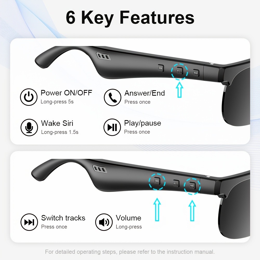 ANKRIYUL Smart Glasses Wireless Audio Eyewear with Built-in Microphone