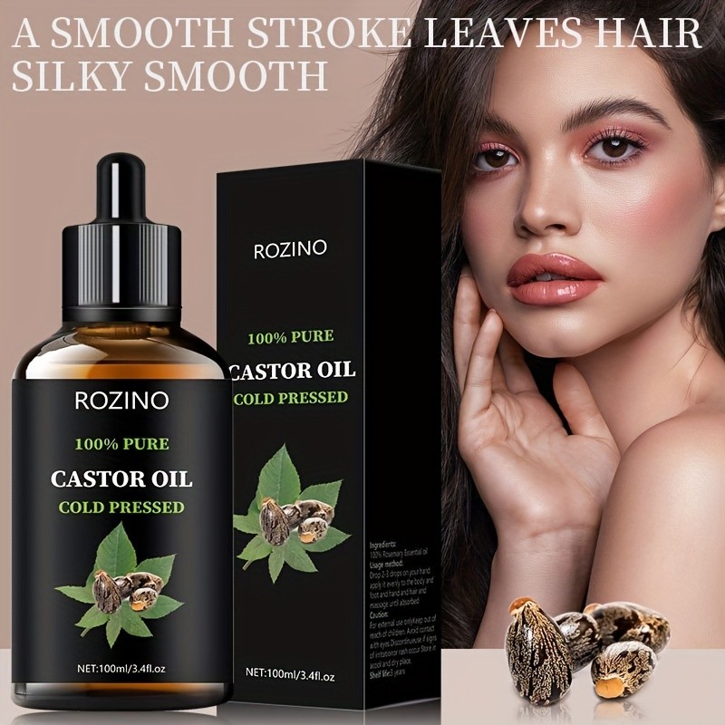 ROZINO Unrefined Castor Oil Cold-Pressed Hair, Skin & Nail Care Solution