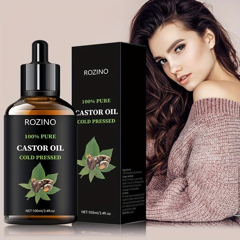 ROZINO Unrefined Castor Oil Cold-Pressed Hair, Skin & Nail Care Solution
