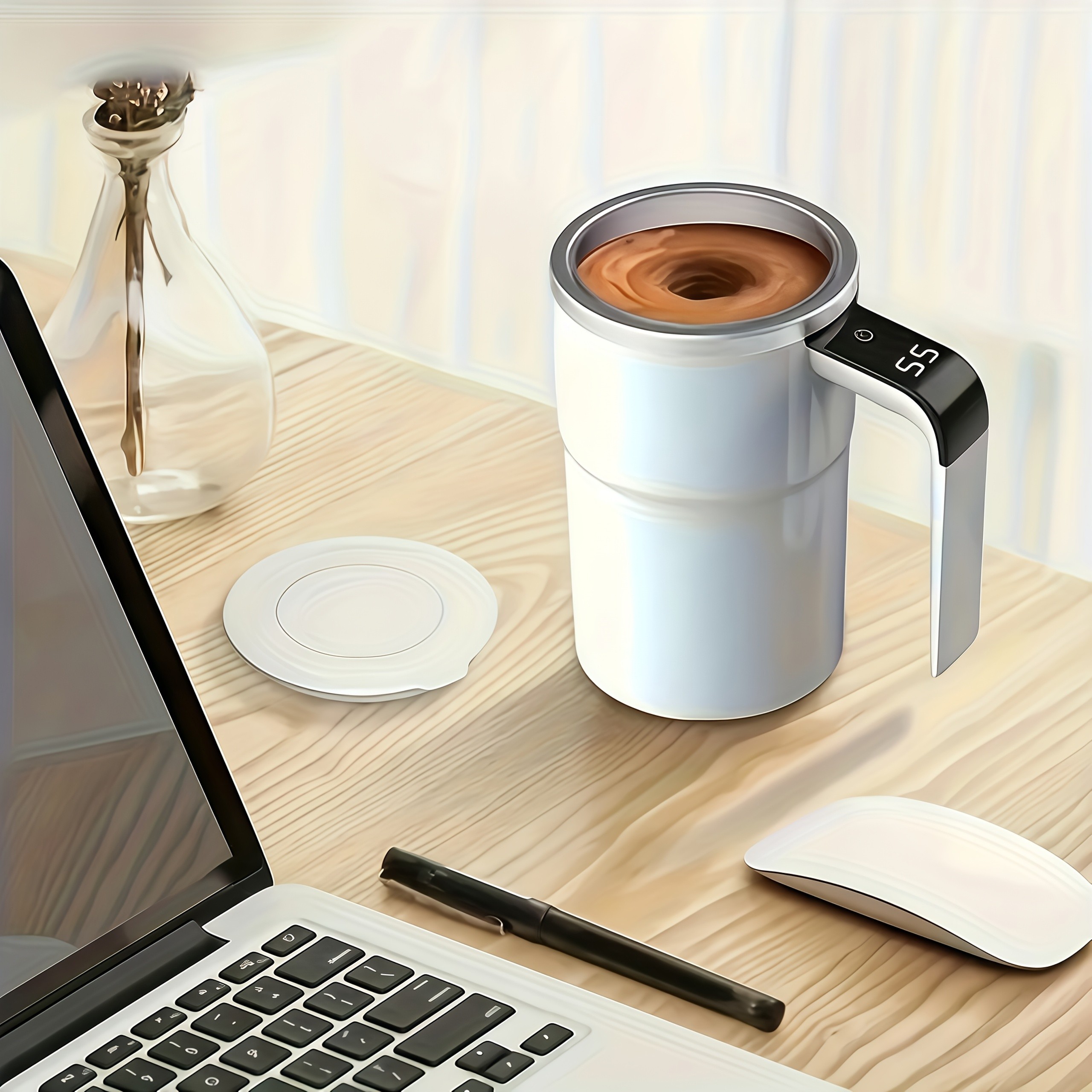 XIYHUIA ELECTRIC COFFEE MUG WITH LED TEMPERATURE DISPLAY