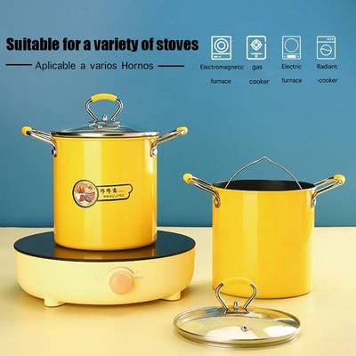 YIMUWN Tempura Frying Pot  Small Fine-Iron Uncoated Frying Pot for Home Cooking