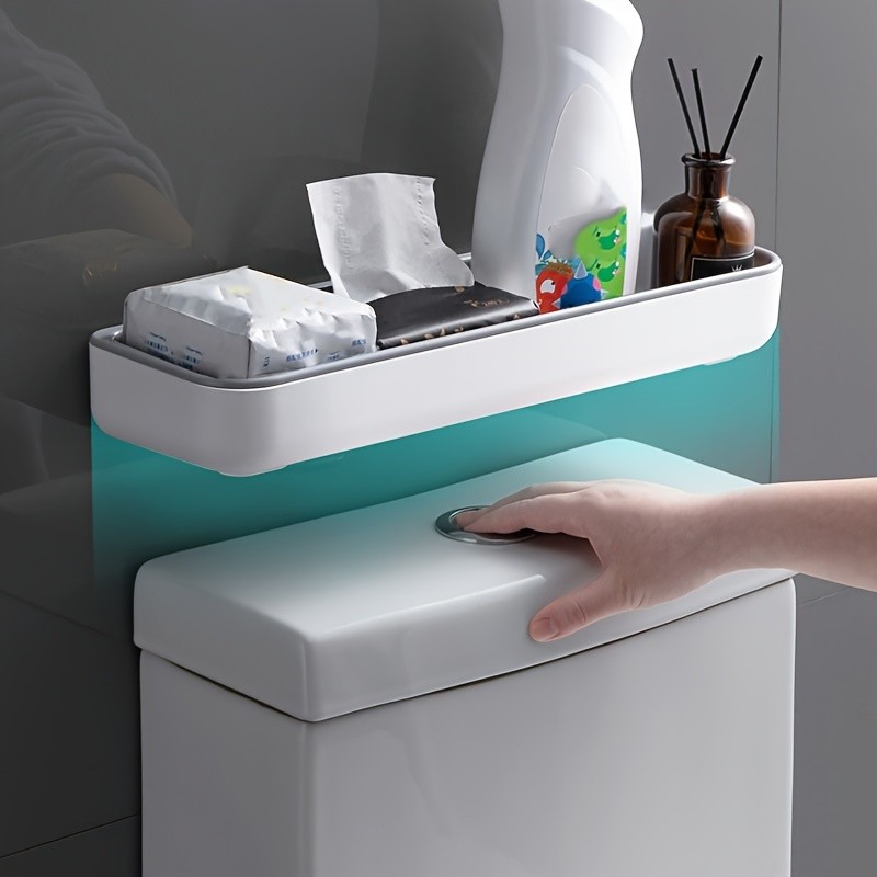 LDQ No-Drill Toilet Caddy & Dispenser Wall-Mounted Storage Tray for Effortless NZ Bathroom Organisation
