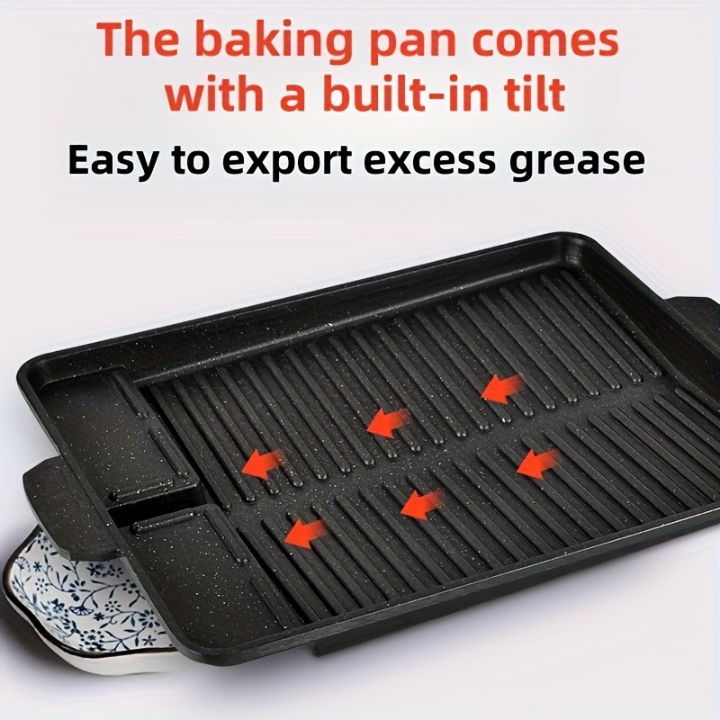 LDQ Smokeless Non-Stick Grill Pan Durable Aluminium Alloy Rectangular Tray for Easy NZ Indoor & Outdoor BBQ