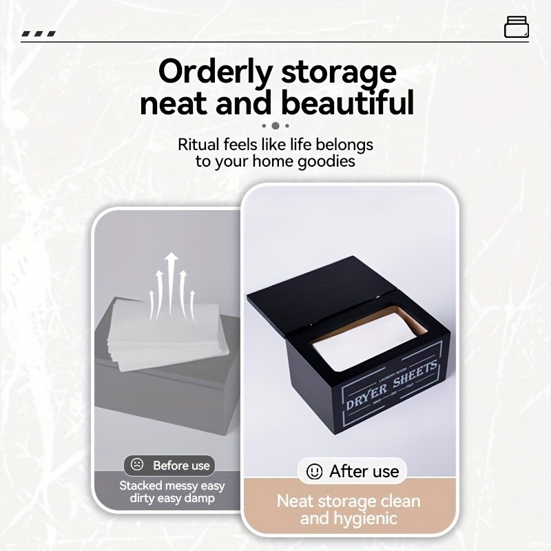LDQ Rustic Dryer Sheet Holder Hinged-Lid Farmhouse Container for Neat NZ Laundry Storage & Organisation