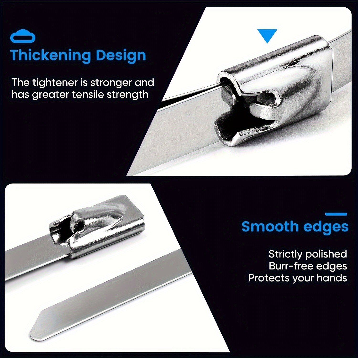 LDQ Heavy-Duty Stainless Steel Zip Ties 100pcs Rustproof Self-Locking Fasteners for NZ Vehicles, Machinery & Outdoor Use