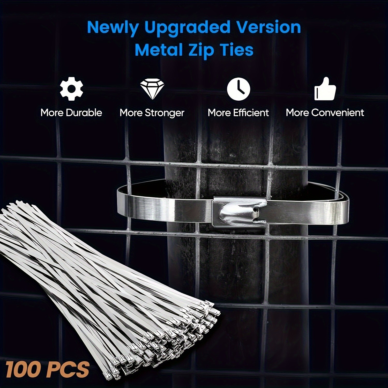 LDQ Heavy-Duty Stainless Steel Zip Ties 100pcs Rustproof Self-Locking Fasteners for NZ Vehicles, Machinery & Outdoor Use