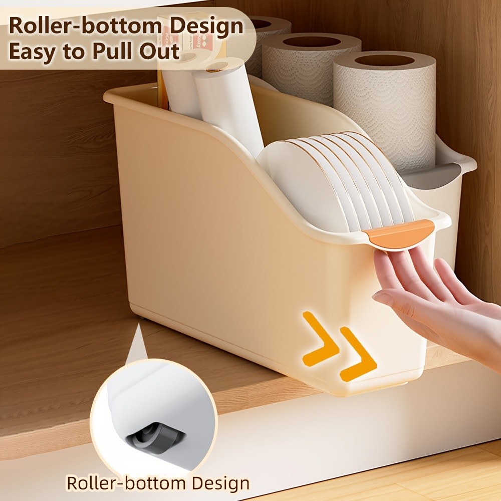 MCMLS Curved-Design Storage Box Set Heavy-Duty Multi-Compartment Bins for Smart NZ Kitchen & Home Organisation