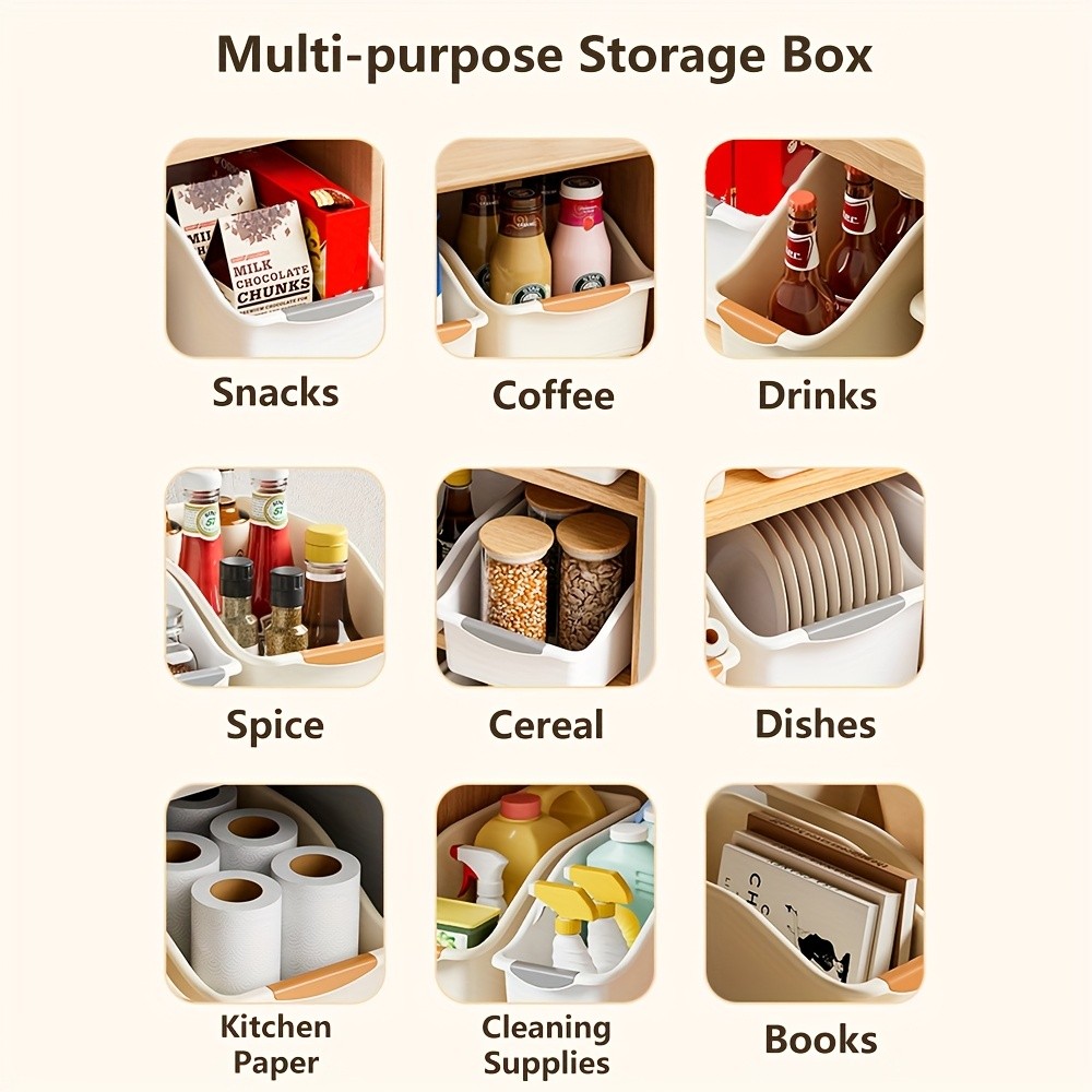 MCMLS Curved-Design Storage Box Set Heavy-Duty Multi-Compartment Bins for Smart NZ Kitchen & Home Organisation