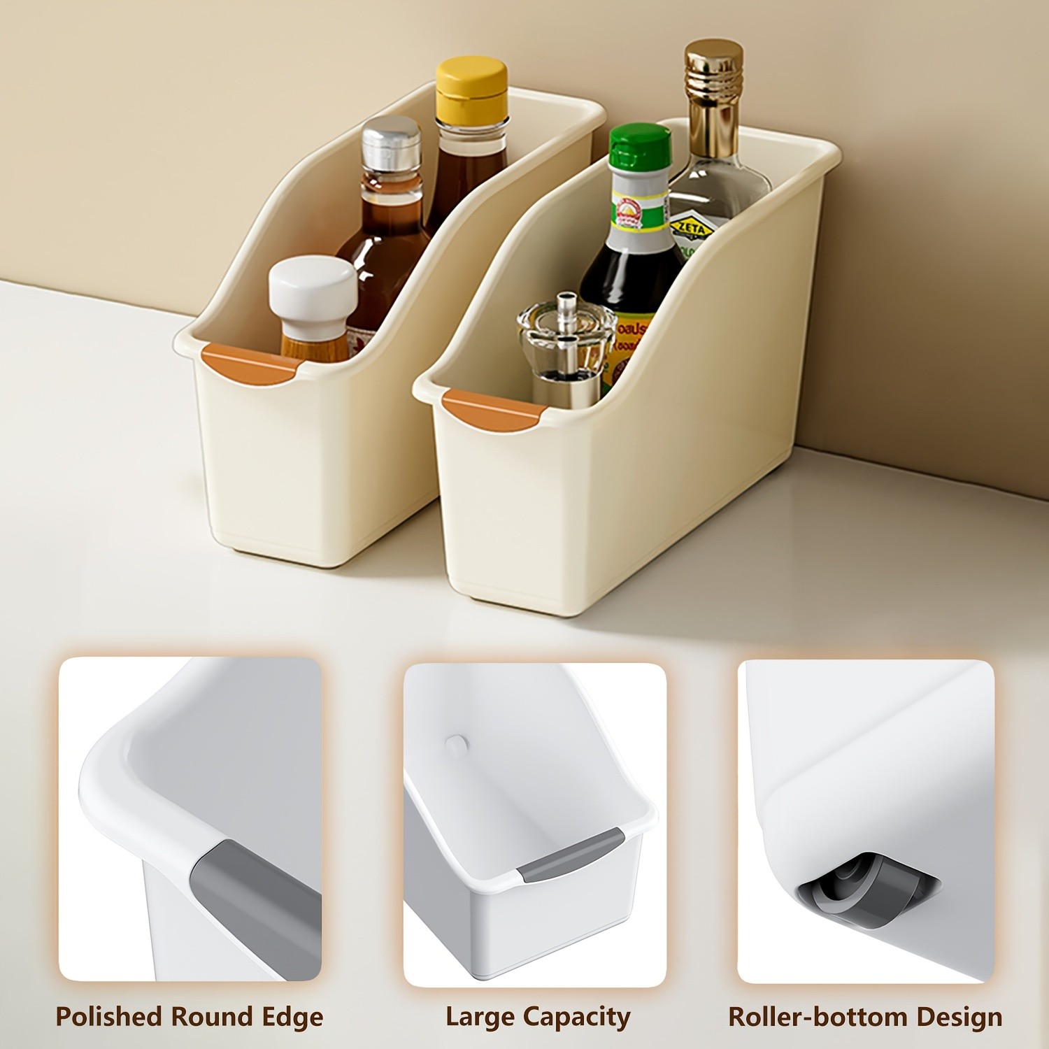 MCMLS Curved-Design Storage Box Set Heavy-Duty Multi-Compartment Bins for Smart NZ Kitchen & Home Organisation